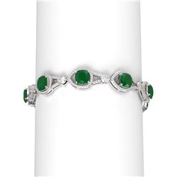 23.95 ctw Emerald & Diamond Bracelet 18K White Gold