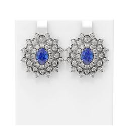 8.88 ctw Tanzanite & Diamond Earrings 18K White Gold