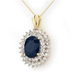 11.20 ctw Blue Sapphire & Diamond Pendant 14k Yellow Gold
