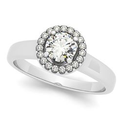 0.90 ctw Certified VS/SI Diamond Halo Ring 18k White Gold