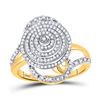 Image 1 : 10kt Yellow Gold Round Diamond Concentric Circle Layered Cluster Ring 1/2 Cttw