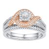 Image 1 : 10kt Two-tone Gold Round Diamond Bridal Wedding Engagement Ring Band Set 1/2 Cttw