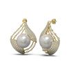Image 2 : 2.3 ctw Diamond & Pearl Earrings 18K Yellow Gold