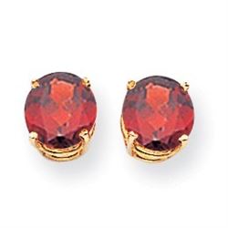 14k 7 mm Garnet Post Earrings