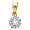 Image 1 : 14kt Yellow Gold Round Diamond Solitaire Circle Frame Cluster Pendant 1/4 Cttw