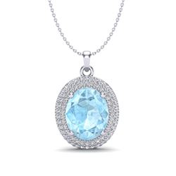 4 ctw Aquamarine & Micro Pave VS/SI Diamond Necklace 18k White Gold