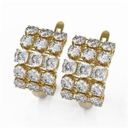 6.3 ctw Cushion Cut Diamond Designer Earrings 18K Yellow Gold