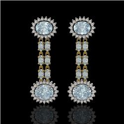 7.75 ctw Aquamarine & Diamond Earrings 14K Yellow Gold