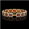 Image 2 : 33.41 ctw Garnet & Diamond Micro Pave Halo Bracelet 10k Yellow Gold