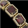Image 3 : 33.41 ctw Garnet & Diamond Micro Pave Halo Bracelet 10k Yellow Gold