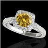 Image 1 : 1.5 ctw Certified SI/I Fancy Intense Yellow Diamond Ring 10k White Gold