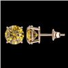 Image 2 : 1.92 ctw Certified Intense Yellow Diamond Stud Earrings 10k Rose Gold