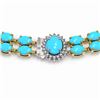 Image 3 : 29.16 ctw Turquoise & Diamond Necklace 14K Yellow Gold