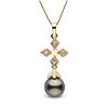 Image 2 : Black Tahitian Pearl and Diamond Cross Pendant