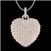 Image 1 : 3 ctw Micro Pave VS/SI Diamond Designer Heart Necklace 14k Rose Gold
