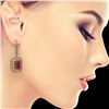 Image 3 : 14.16 ctw Certified Ruby & Diamond Victorian Earrings 14K Yellow Gold