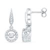 Image 1 : 10kt White Gold Round Diamond Circle Frame Moving Twinkle Solitaire Dangle Earrings 5/8 Cttw