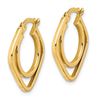 Image 2 : 14k Yellow Gold Square & Circle Hoop Earrings - 33 mm