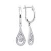 Image 1 : 10kt White Gold Round Diamond Cluster Teardrop Dangle Earrings 1/5 Cttw