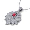 Image 1 : 3 ctw Ruby & Micro Pave VS/SI Diamond Designer Necklace 18k White Gold