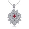 Image 2 : 3 ctw Ruby & Micro Pave VS/SI Diamond Designer Necklace 18k White Gold