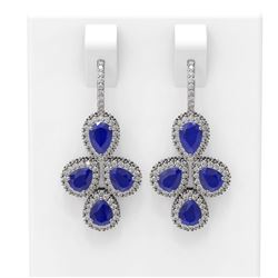 19.48 ctw Sapphire & Diamond Earrings 18K White Gold