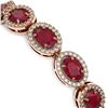 Image 3 : 15.2 ctw Ruby & Diamond Micro Pave Halo Bracelet 10k Rose Gold