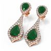 Image 3 : 13.6 ctw Emerald & Diamond Earrings 18K Rose Gold