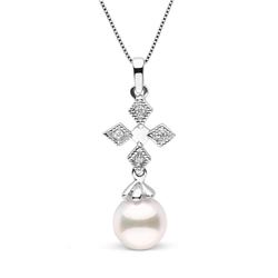 White Akoya Pearl and Diamond Cross Pendant