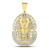 Image 1 : 10kt Yellow Gold Mens Round Diamond Pharaoh Face Charm Pendant 5/8 Cttw