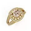 Image 1 : 2.29 ctw Certified Morganite & Diamond Victorian Ring 14K Yellow Gold