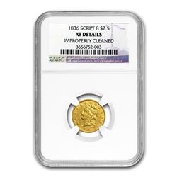 1836 $2.50 Gold Classic Head Script 8 XF Details NGC (Cleaned)