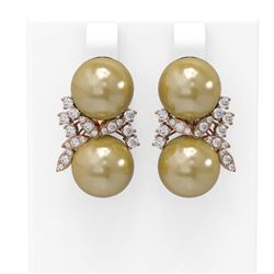 0.96 ctw Diamond & Pearl Earrings 18K Rose Gold