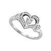 Image 1 : Sterling Silver Round Diamond Solitaire Heart Ring 1/20 Cttw