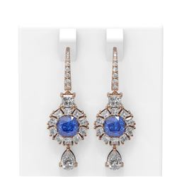 8.81 ctw Tanzanite & Diamond Earrings 18K Rose Gold