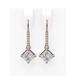 1.64 ctw Princess Diamond Earrings 18K Rose Gold