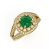 Image 1 : 2.69 ctw Certified Emerald & Diamond Victorian Ring 14K Yellow Gold