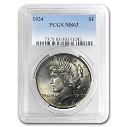 1934 Peace Dollar MS-63 PCGS