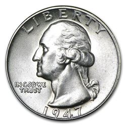 1947 Washington Quarter BU