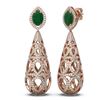 Image 2 : 7.82 ctw Emerald & Diamond Earrings 18K Rose Gold