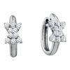Image 1 : 14kt White Gold Round Diamond Cluster Huggie Earrings 1/2 Cttw
