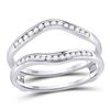 Image 1 : 14kt White Gold Round Diamond Ring Guard Wrap Solitaire Enhancer 1/4 Cttw