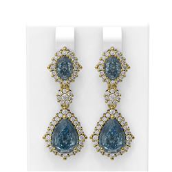 8.54 ctw Blue Topaz & Diamond Earrings 18K Yellow Gold