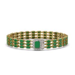 28.74 ctw Emerald & Diamond Bracelet 14K Yellow Gold