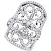 14kt White Gold Round Diamond Vintage-style Knuckle Band Ring 1-3/4 Cttw
