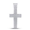 Image 1 : Sterling Silver Mens Round Diamond Roman Cross Charm Pendant 1/2 Cttw