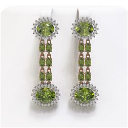 11.78 ctw Tourmaline & Diamond Earrings 14K Rose Gold