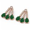 Image 3 : 24.42 ctw Emerald & Diamond Earrings 18K Rose Gold