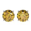 2 ctw Certified Intense Yellow Diamond Stud Earrings 10k White Gold