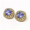 Image 2 : 12.99 ctw Tanzanite & Diamond Victorian Earrings 14K Yellow Gold